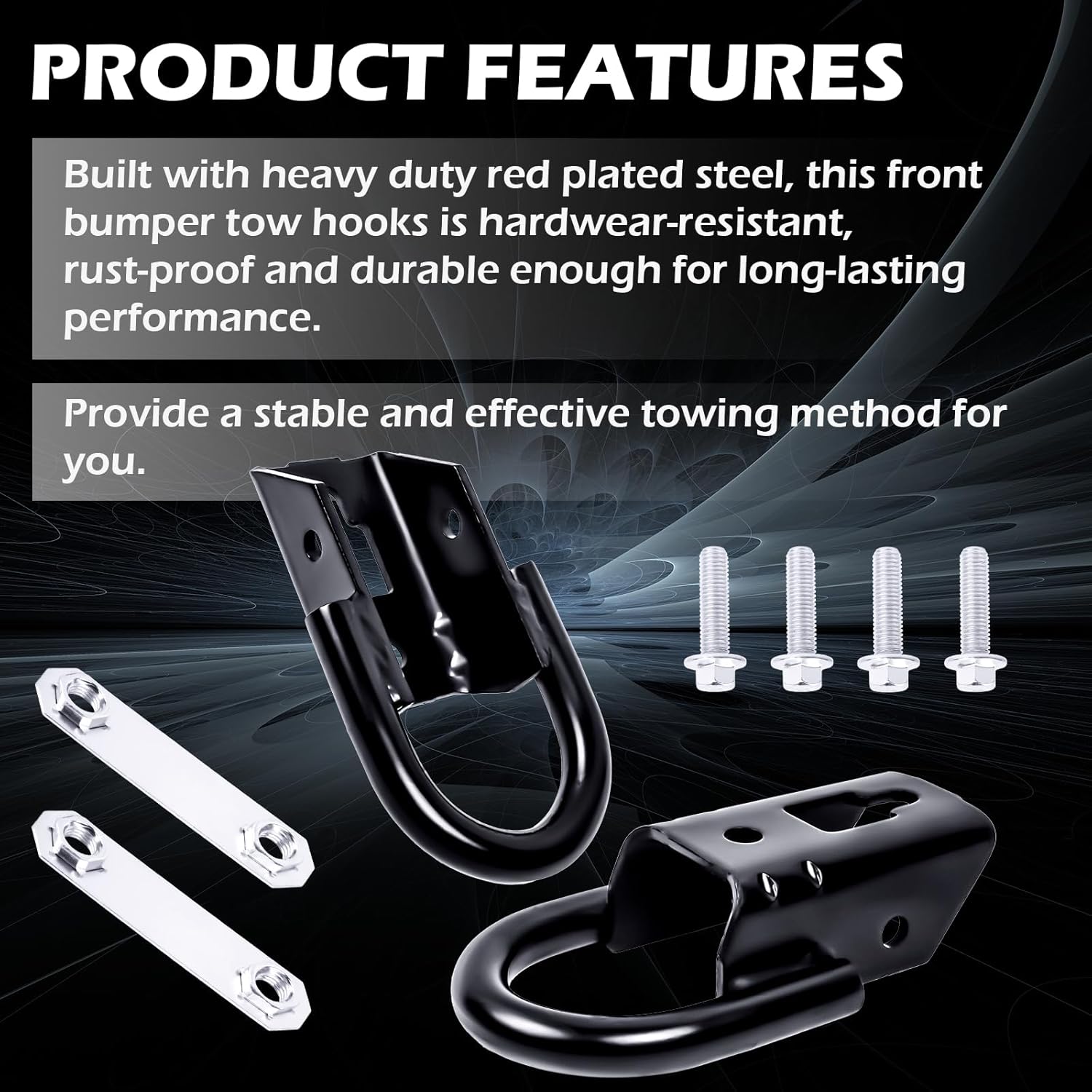 FL3Z-17A954-C Front Tow Hooks Compatible with Ford Expedition 2007-2015,F-150 2009-2016,Lincoln Navigator 2007-2015 2PCS