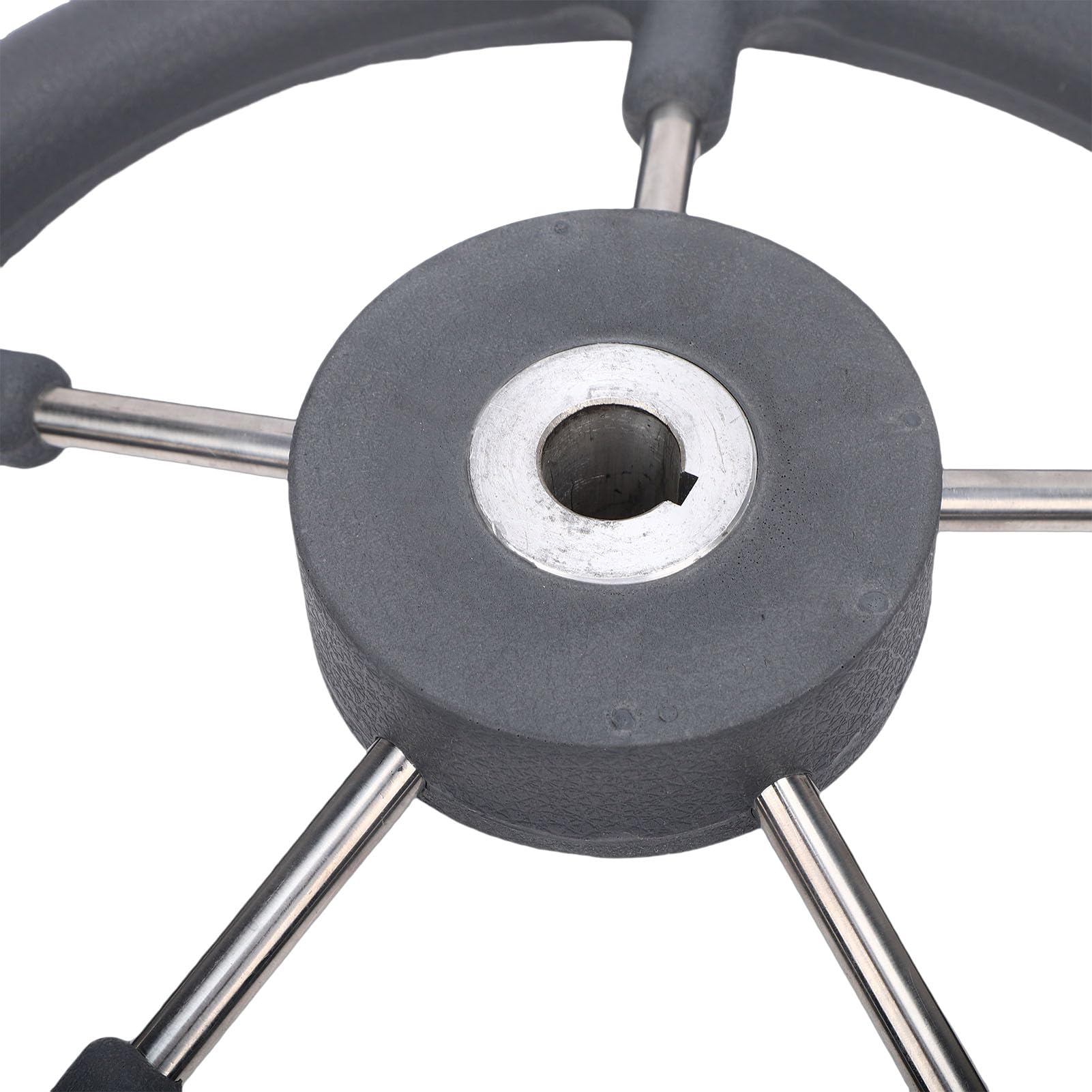 Tbest Volante para Barco de Acero Inoxidable de 13 Pulgadas, Dirección para Barco de Acero Inoxidable Estilo DestroyerRueda con Empuñadura de Espuma, 5 Radios, ángulo de 15 Grados