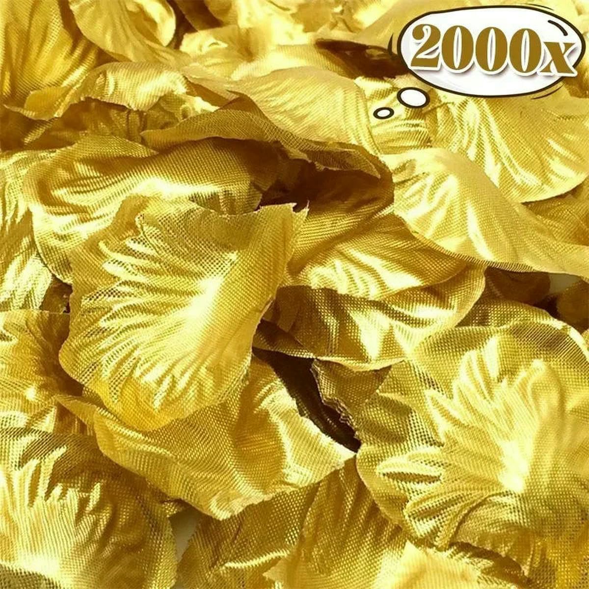 Płatki róż na romantyczny wieczór, Sztuczne jedwabne płatki róż wielokolorowe 100-2000 szt. na dekoracje weselne przyjęcie(Gold,2000PCS (20Pack))