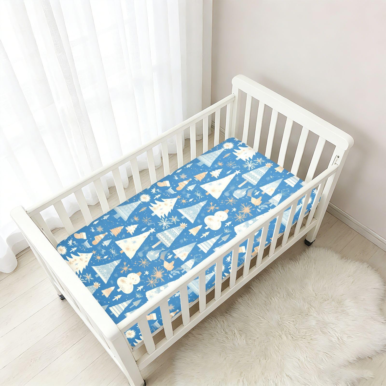 Babybettlaken für Jungen und Mädchen, Baumwolle, weich, für Kleinkindermatratzen, Blau, 1 Stück