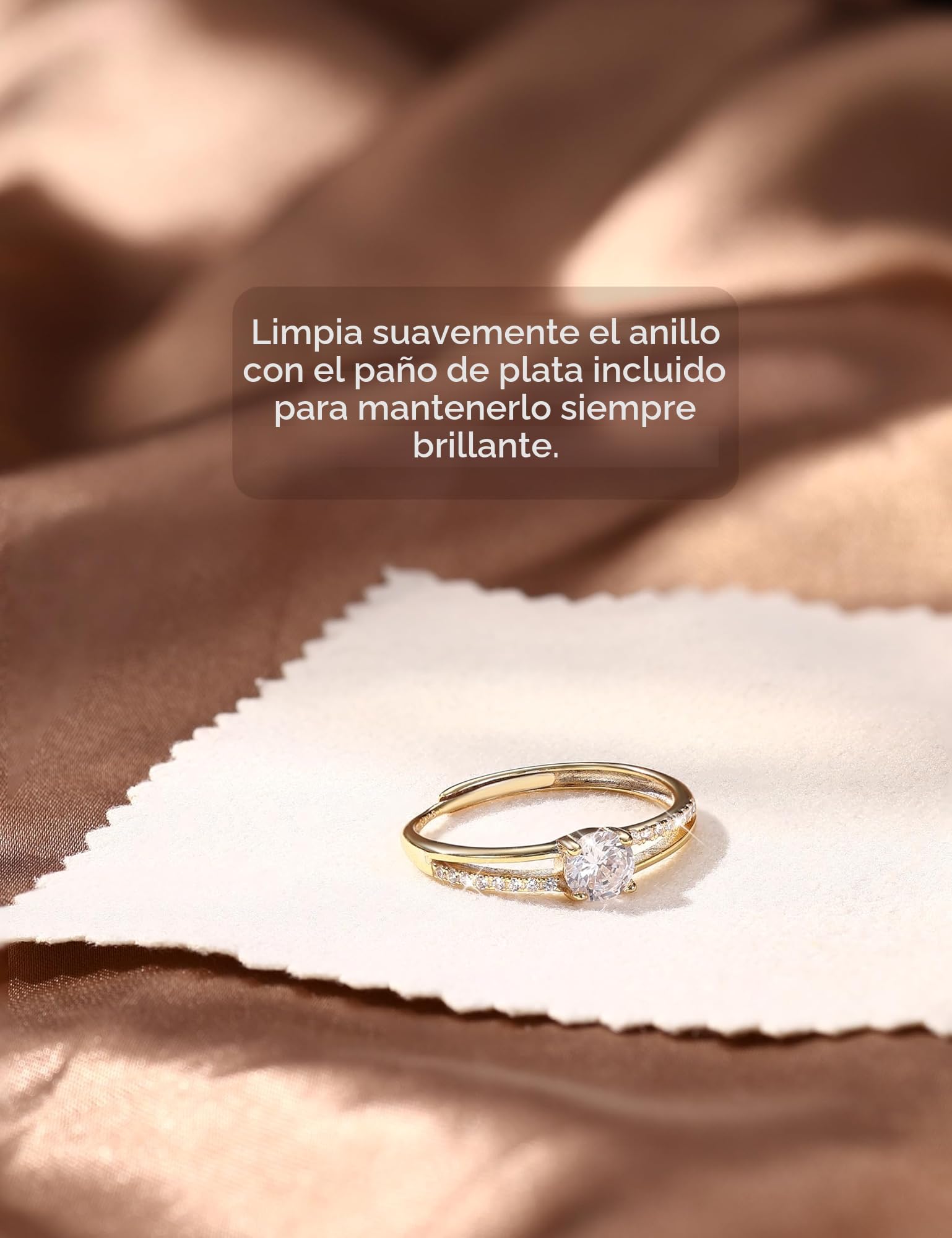MILACOLATO Anillo de Plata de Ley 925 para Mujer Anillo de Plata Oro Ajustable Zirconia Cúbica Boda Compromiso Eternidad Anillo de Promesa Anillo de Plata para Mujer