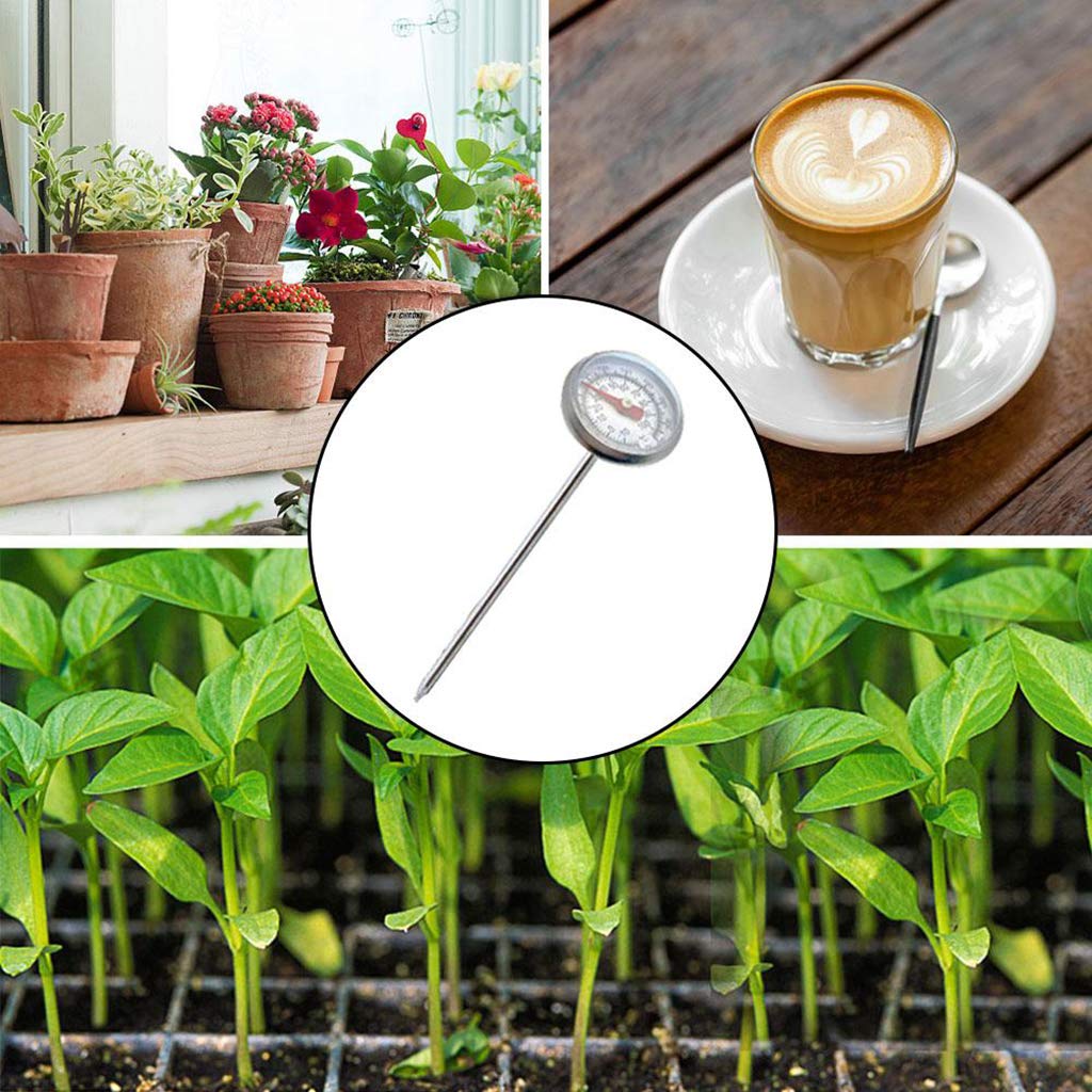 127mm Lightweight Compost Soil Kitchen Tool Measure Stainless Steel Thermometer Garden Dial Display Multifunction Milk Soil Hygrometer 0-100 Degrees Stainless Steel Thermometer G
