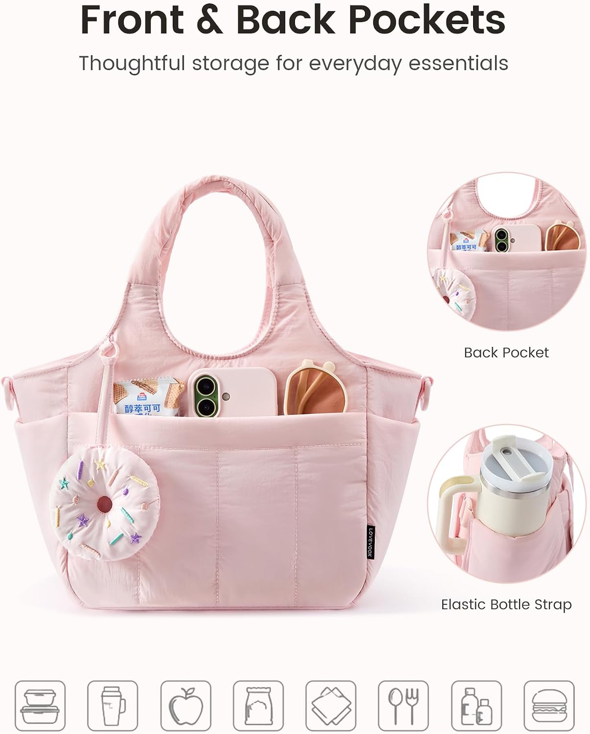 LOVEVOOK Cute Lunch Bag for Women, Insulated Lunch Box for Work