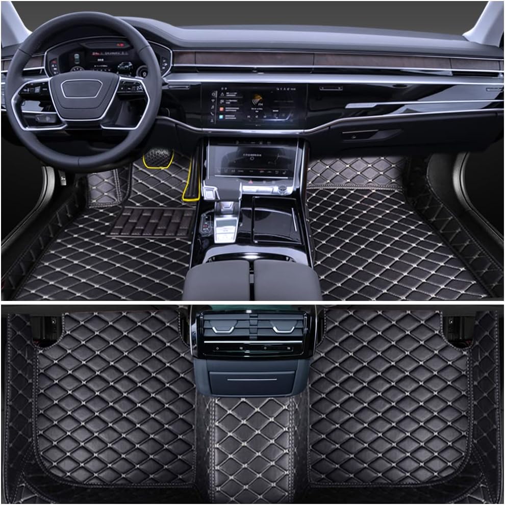 Car Floor Mats Accessories Suitable for CLK 2004-2006 Full Set Protection All Weather Car Carpets Non-Slip Luxury Leather Floor Liners Black Beige