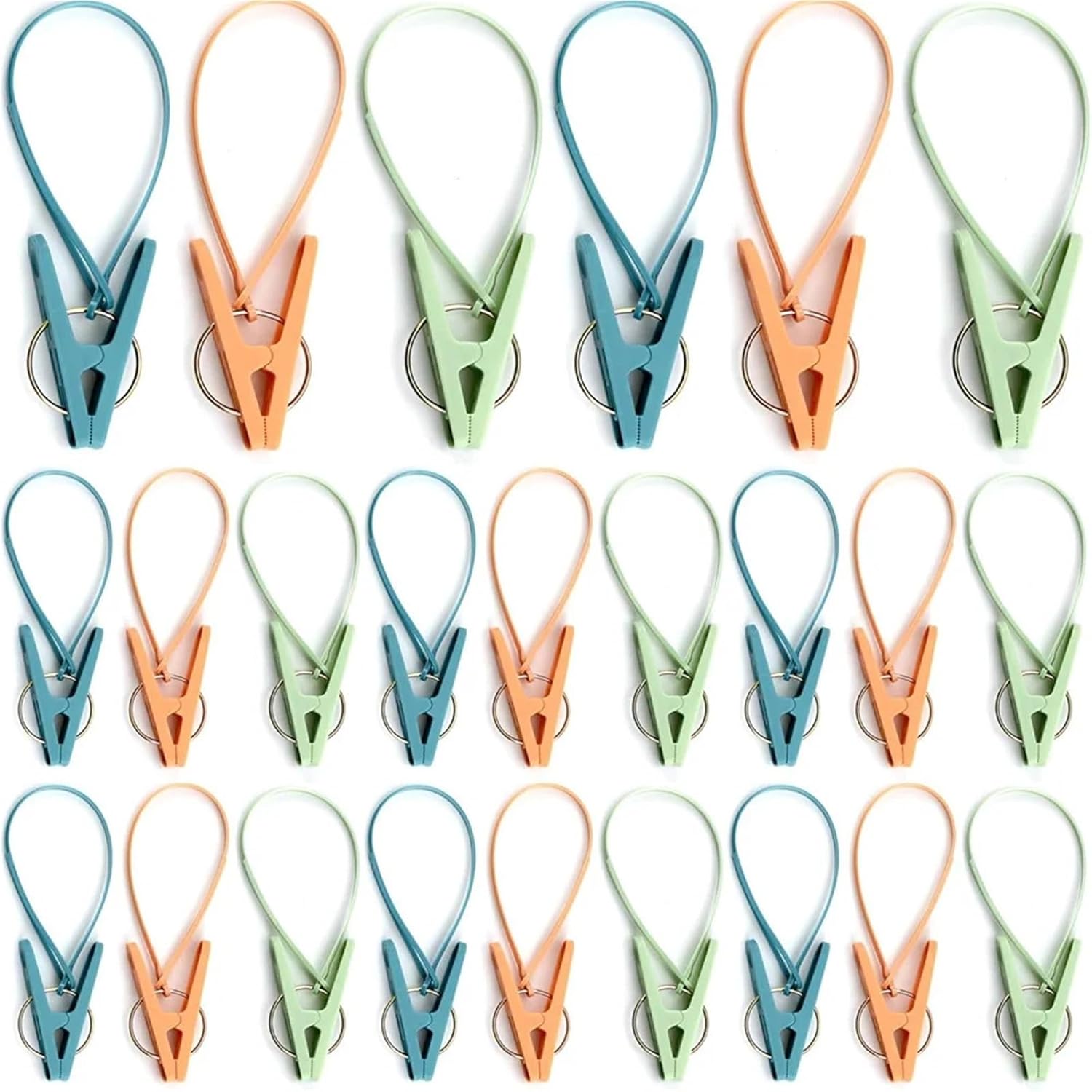 240 PCS Clothes Pins with Plastic Rope for Clothesline Sturdy Clothing