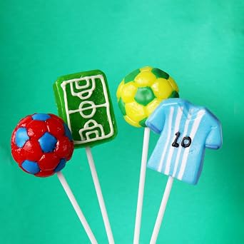 Soccer Lollipops, Ball, Jersey, and Field Individually Wrapped Suckers, Sports Team Party Favor Snack Candy and Goodie Bag Fillers, 18 Count