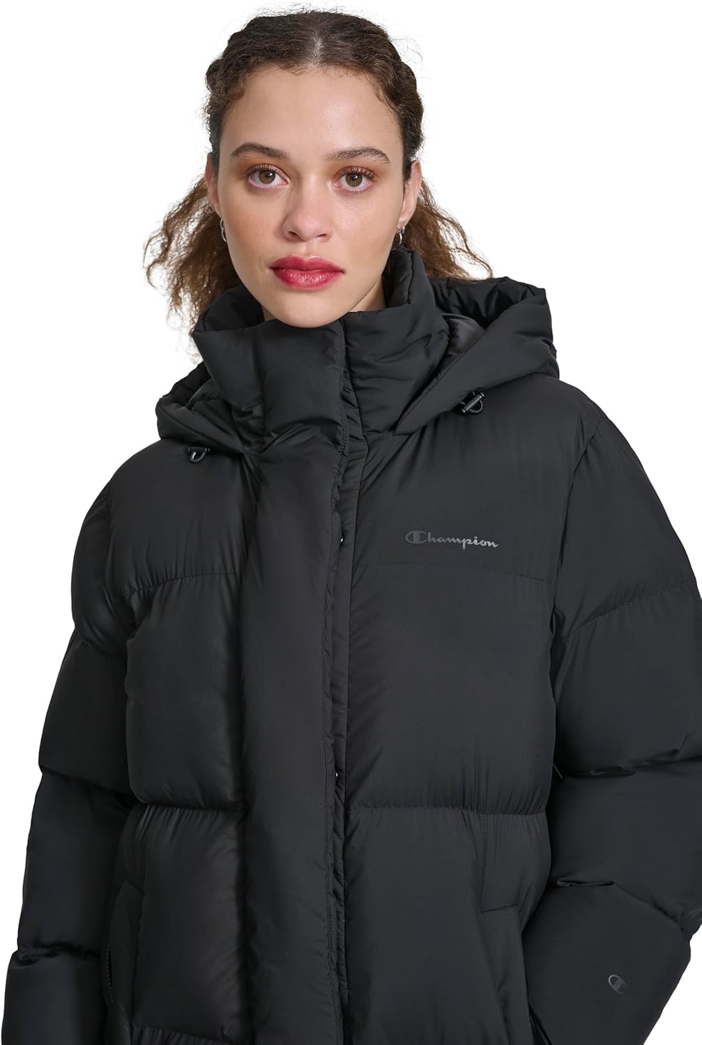 Champion Womens Extra Long Quilted Puffer Jacket With Hood - Image 5