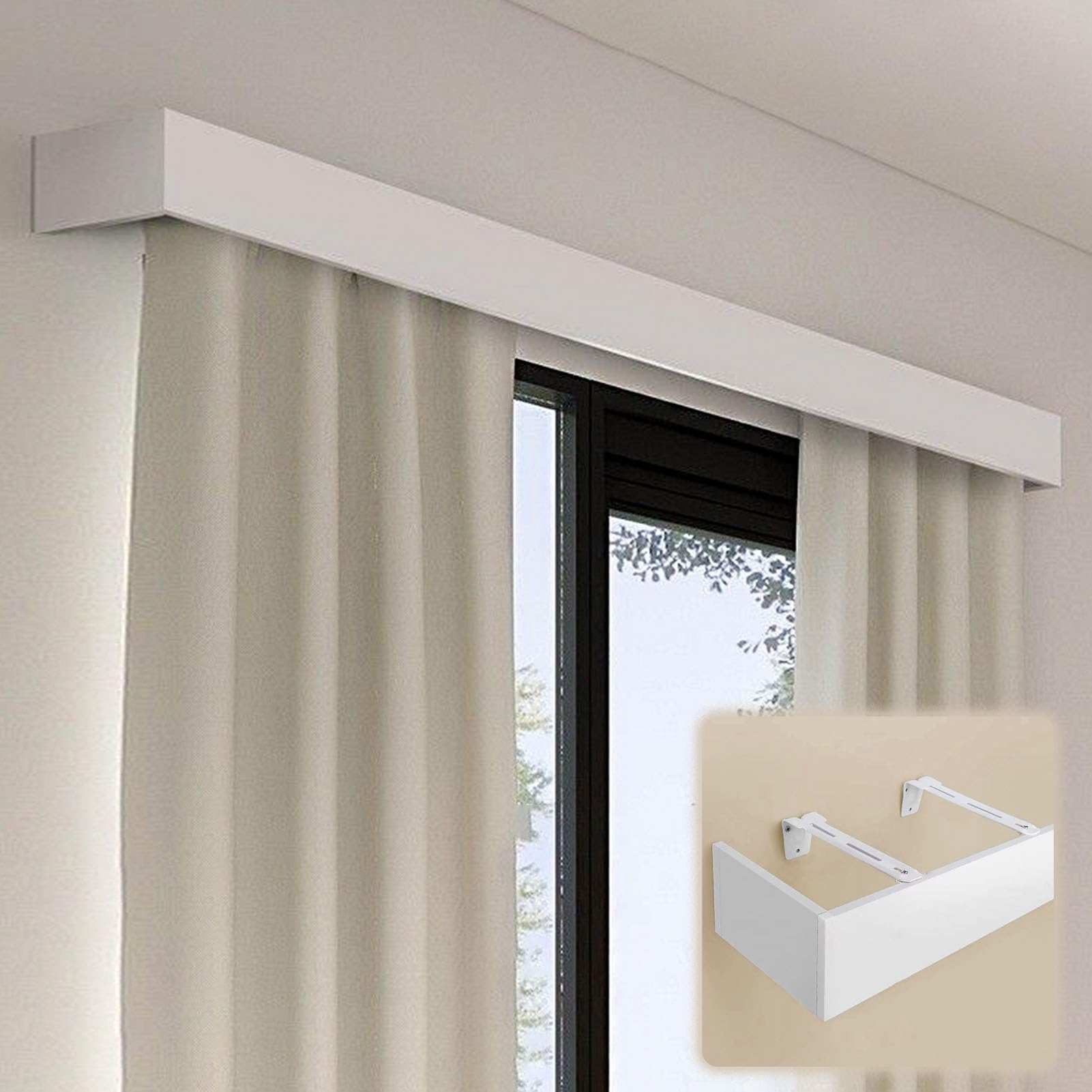 WQPMNYG Wall-Mounted Curtain Valance Set without Rails Aluminum Window Cornice Cover White 5.5m (18ft) - Elegant Home Décor for Living Room Bedroom and Office