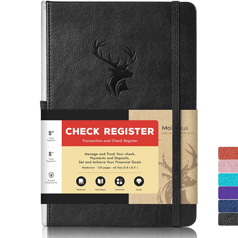 Check Registers for Personal Checkbook,Checkbook Register for Personal or Business, A5 Hardcover Registers Log to Track Payments, Deposits & Finances