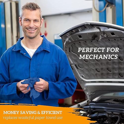 Vista 12 de GREEN LIFESTYLE Paquete de 150 toallas azules de 12 x 14 pulgadas, 100% algodón, superabsorbentes y duraderas para el automóvil, trapos reutilizables