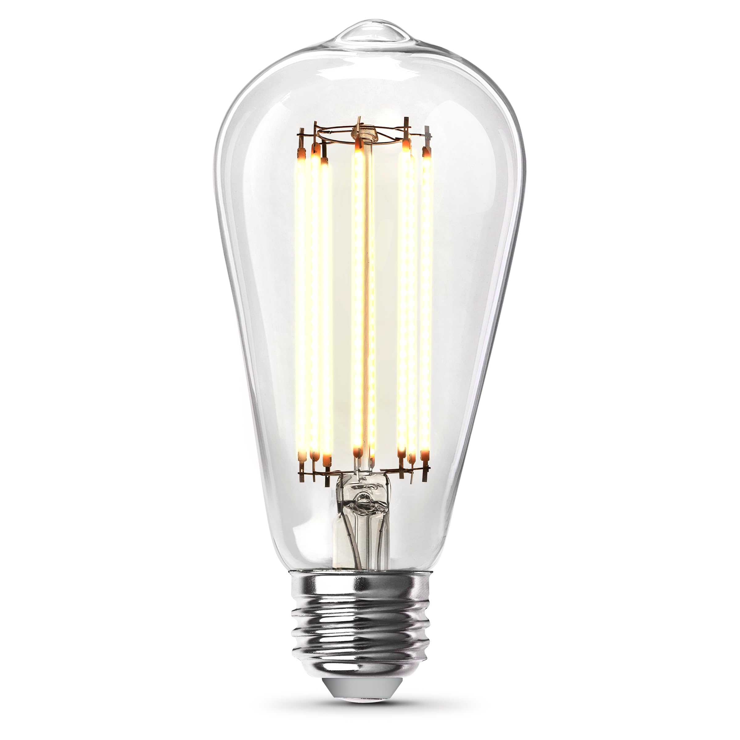 Feit Electric ST19 - Bombilla LED Edison vintage, equivalente a 100 W, regulable, 2700 K, blanco suave, 1490 lúmenes, base E26, bombillas de filamento retro, 15.000 horas de vida, ST19100CL/927CA/2/4