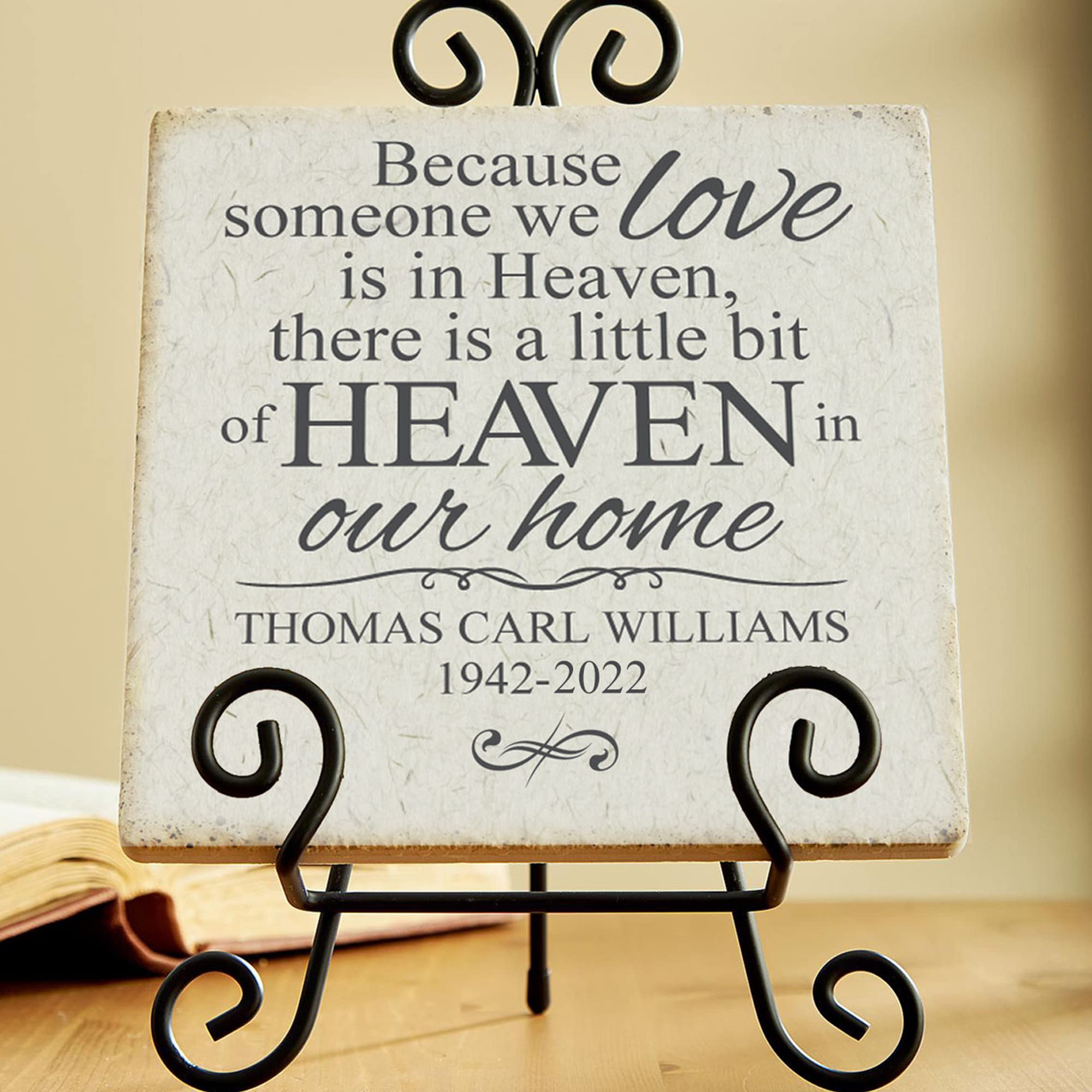 Let's Make Memories Personalized for Loved Ones in Heaven Tile - in Memoriam - Condolence Gift - Customize with Name and Memorial Years