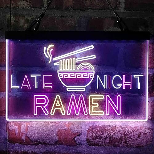 Miniatura 1 de ADVPRO Late Night Ramen Shop Tri-color Led Neon Sign White & Purple & Yellow 13 x 8.7 Inches st9s32-i3305-wpy