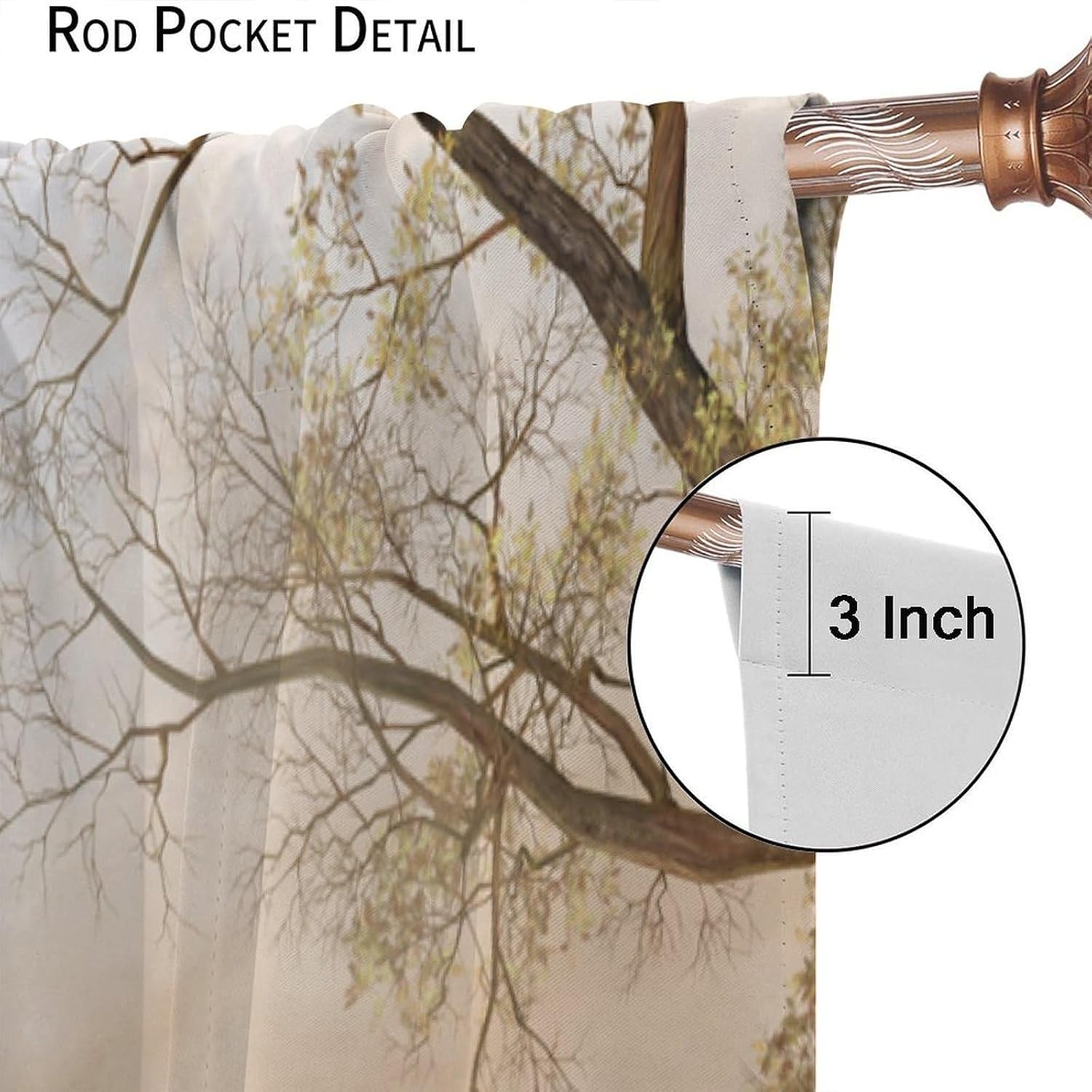 Misty Forest Blackout Curtains Lake Old Wooden Dock Trees Falling Leaves Nature Landscape Window Treatments for Bedroom Living Room Office Kitchen 55" W X 63" L