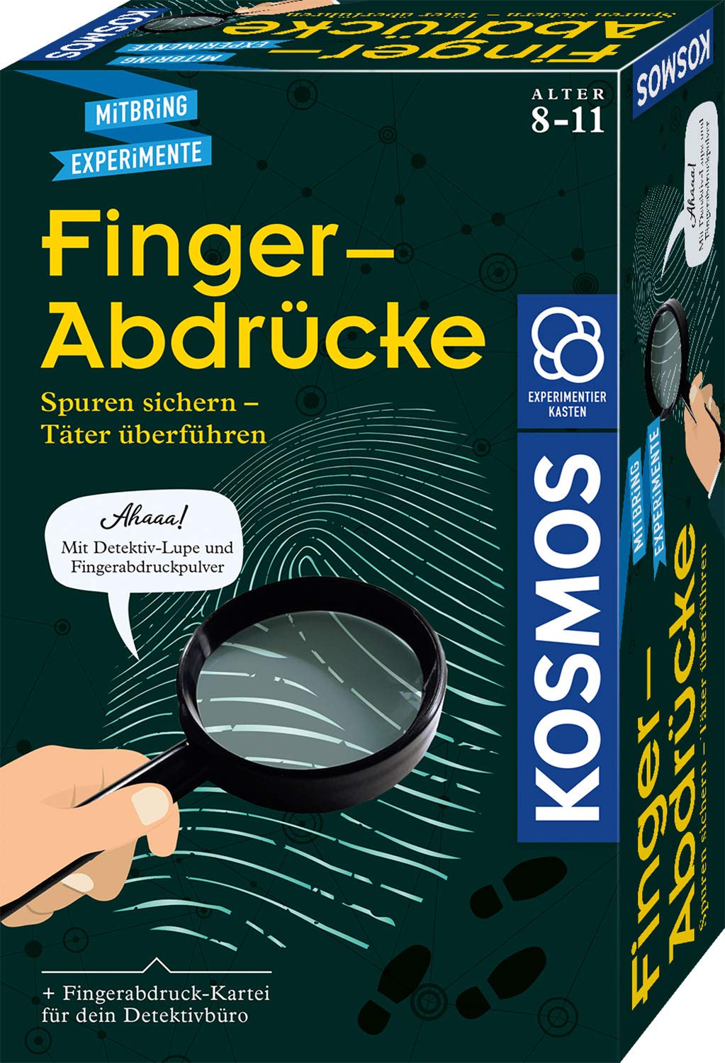 KOSMOS 657796 impronte digitali, esperimenti detective, protezione tracce, colpevole, set di esperimenti per bambini a partire dagli 8 anni, esperimento di brina, gioco di ruolo, pensierino, regalo di