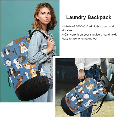 Miniatura 6 de Bolsa de lavandería para perros, mochila organizadora de bolsas de ropa sucia con extra grande y resistente para la universidad, viajes, campamento,