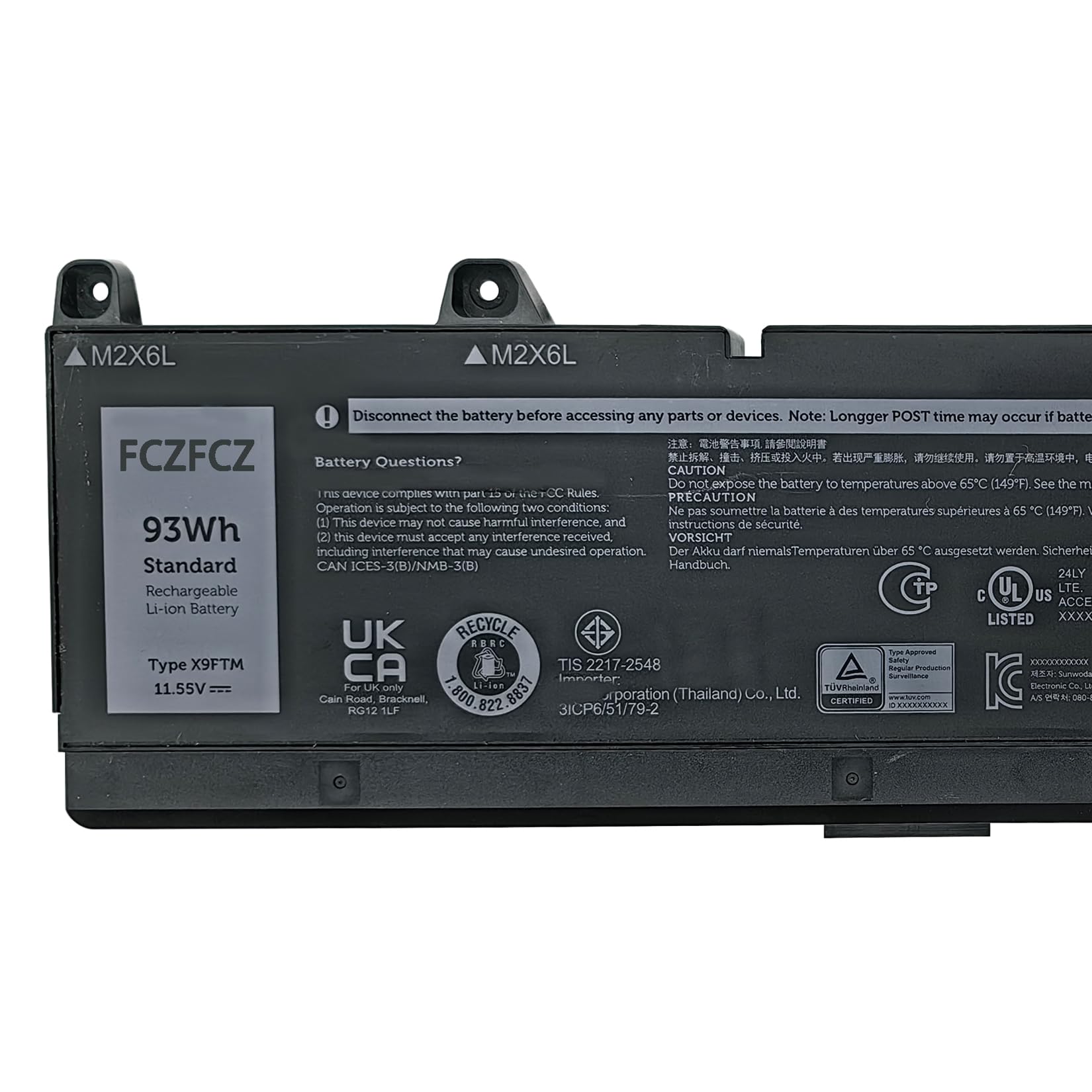 Amazon.com: FCZFCZ X9FTM Battery 93Wh 8070mAh Replacement for Dell