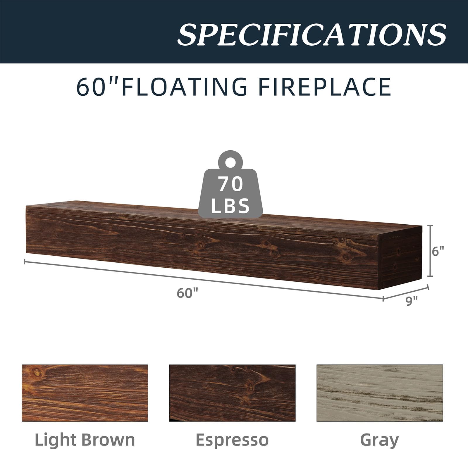 Amazon.co.jp : 暖炉用マントルテル、60インチの人工暖炉用マントル