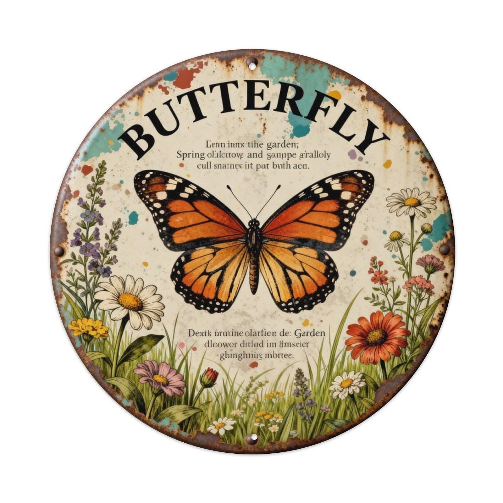 BUTTERFLY Metal Tin Sign Plaque