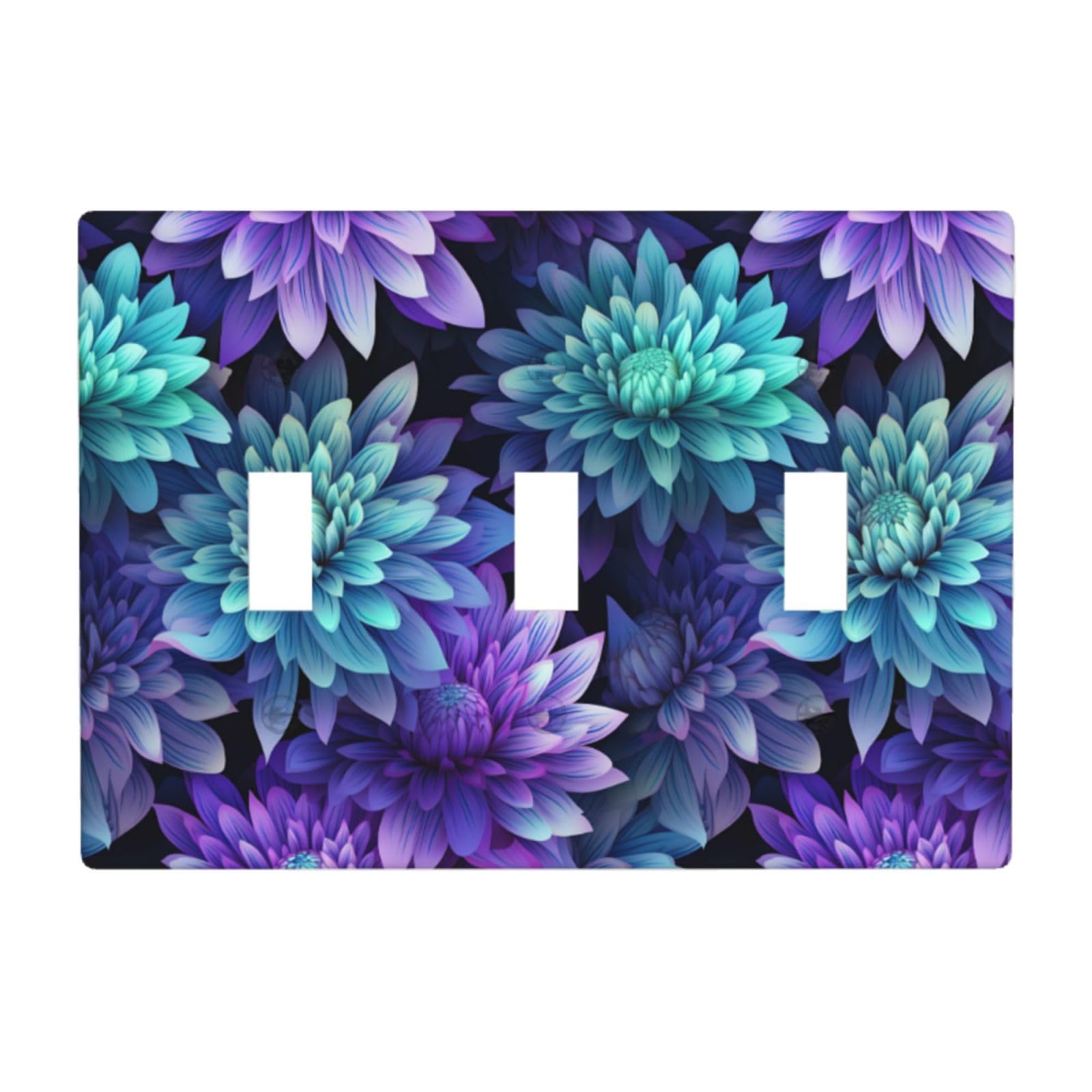 Woshuwo White Pastel Blue And Lavender Hues Flower Light Switch Covers 3 Gang Triple Toggle Wall Plate Switchplate Electrical Faceplate For Bathroom Kitchen Bedroom Decor