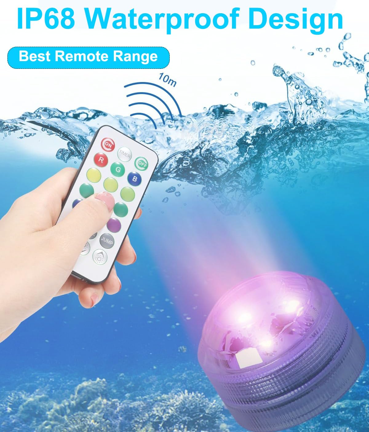 Anziner 12 Pack Submersible LED Tea Lights with Remote and Timer,Mini led Lights Waterproof RGB Underwater Led Pool Lights with Remote for Vase,Fishtank,Wedding,Party - Image 4