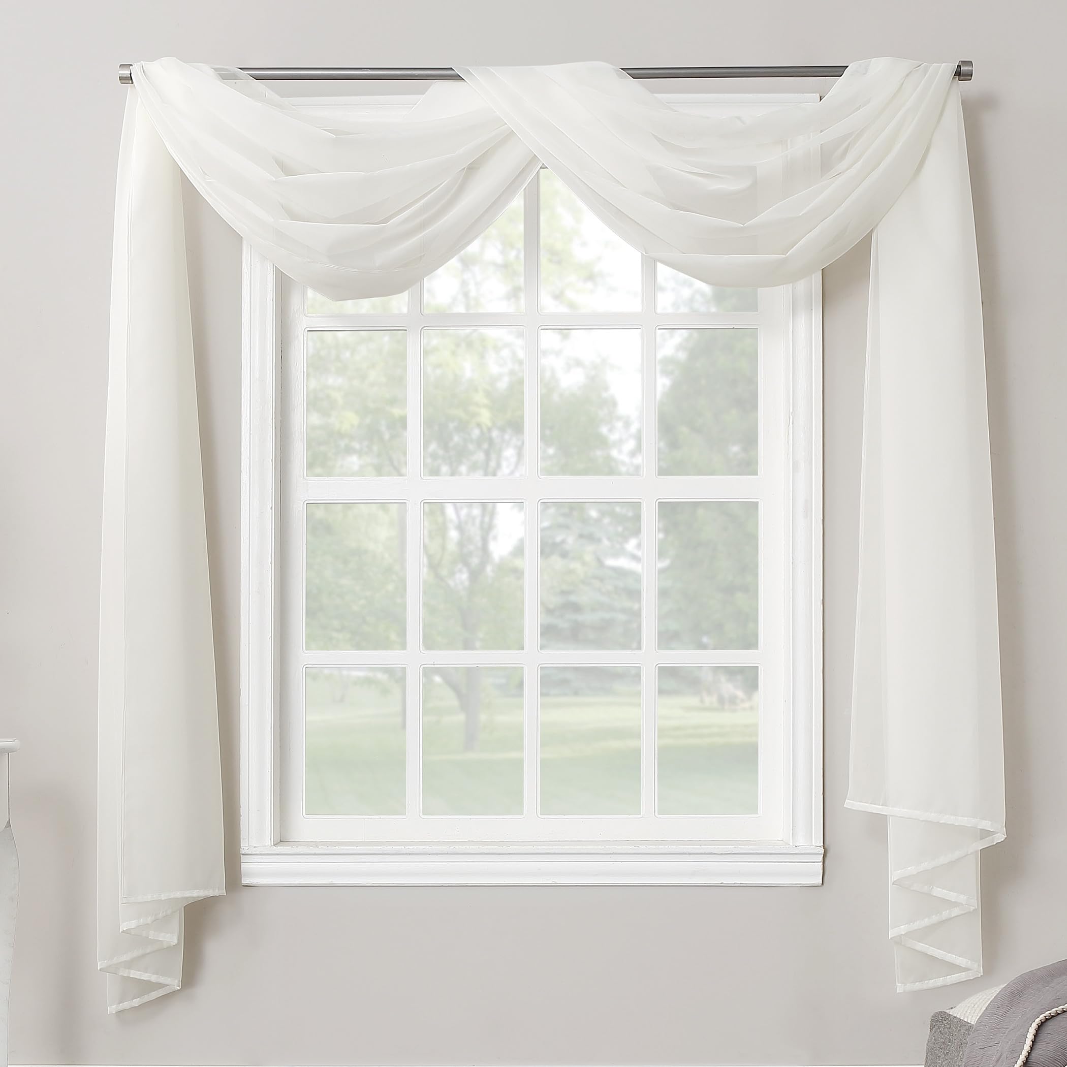 No. 918 Emily Sheer Voile Rod Pocket Curtain Panel, 59 in x 216 in, Eggshell
