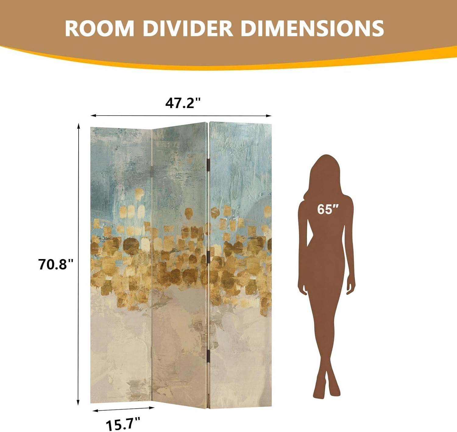 Freestanding Room Divider, 3/4/5/6 Panels Folding Privacy Screen, Canvas Partition Room Dividers, Solid Wood Frame Decorative Wall Panels for Indoor Home Office(Style4,3 Panel)