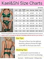 Vista 6 de Lenceria con liguero para mujer, conjunto de encaje traslúcido y sexy de 4piezas