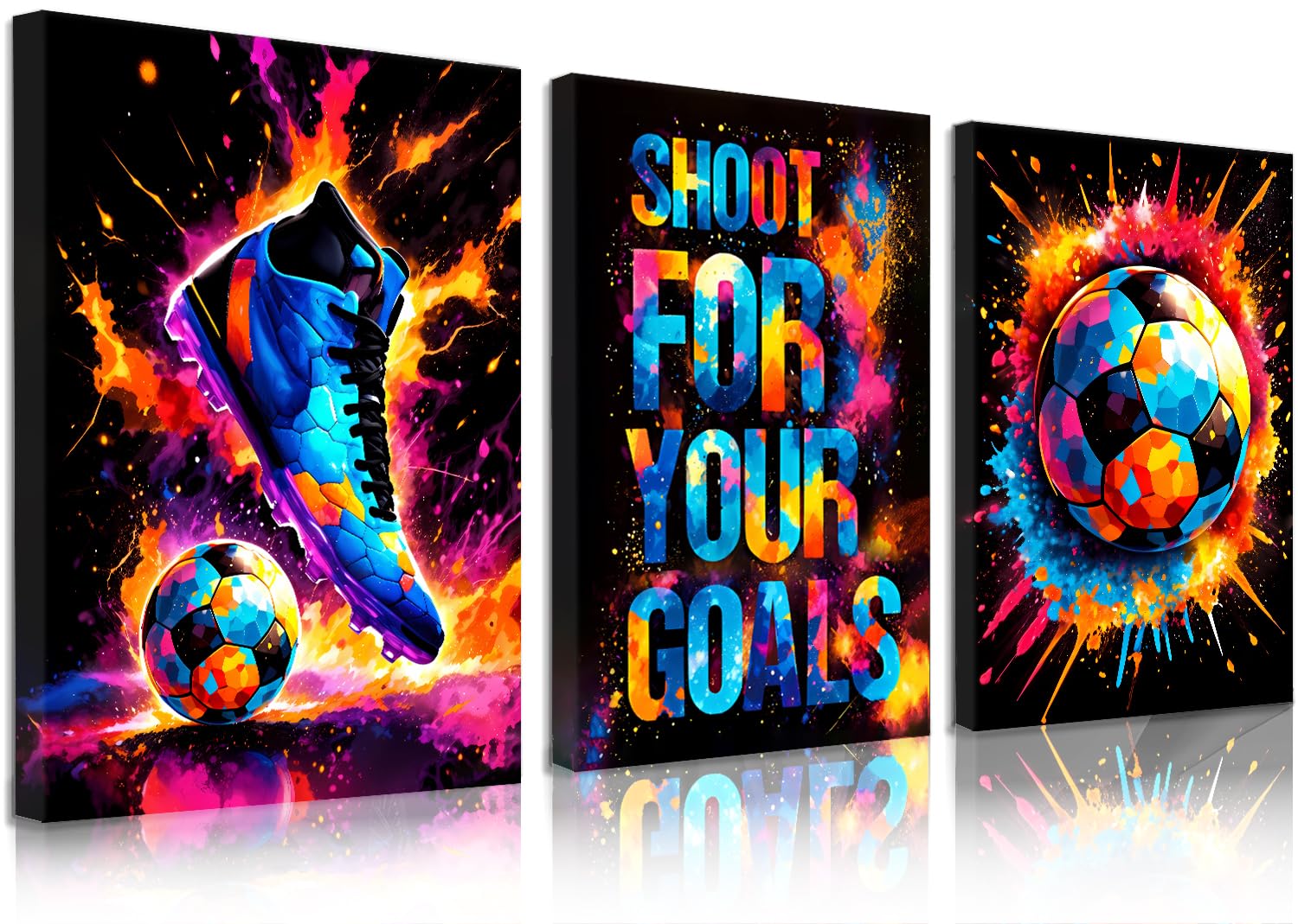 ZOQIPQO Lienzo decorativo para pared de fútbol, graffiti de fútbol, para decoración de pared de habitación de adolescentes y niños, pósteres coloridos de deportes callejeros modernos, decoraciones de