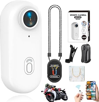 POV Camera, 4s Body Camera, Thumb Action Cam, HD 1080p/4k Mini Wearable Body Adventure Action Cameras with Audio Video, Mount Anywhere, for Vlogging Cycling Diving White, 1080P