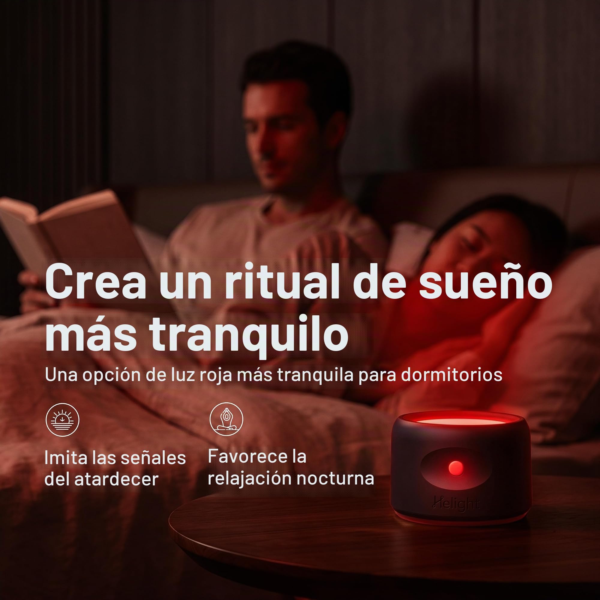 Helight Dispositivo de sueño de terapia de luz roja – Lámpara de luz roja pura de 630 nm para ayudar a la relajación profunda – Lámpara de descanso respaldada por la ciencia para dormitorios de