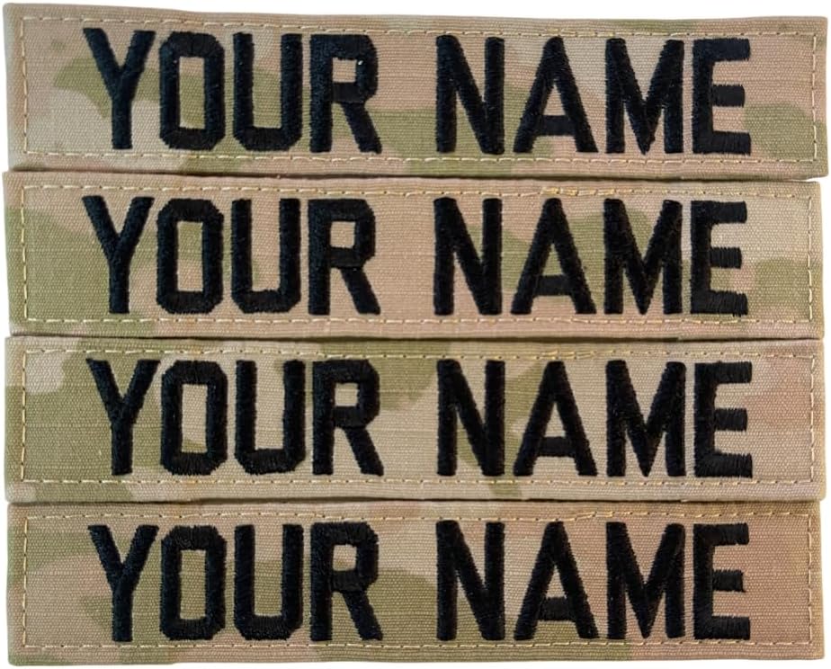 JSM Auto 4 Pieces Army Multicam OCP Name or Army Tape, Sew on or with Hook Fastener, Customized (SB)