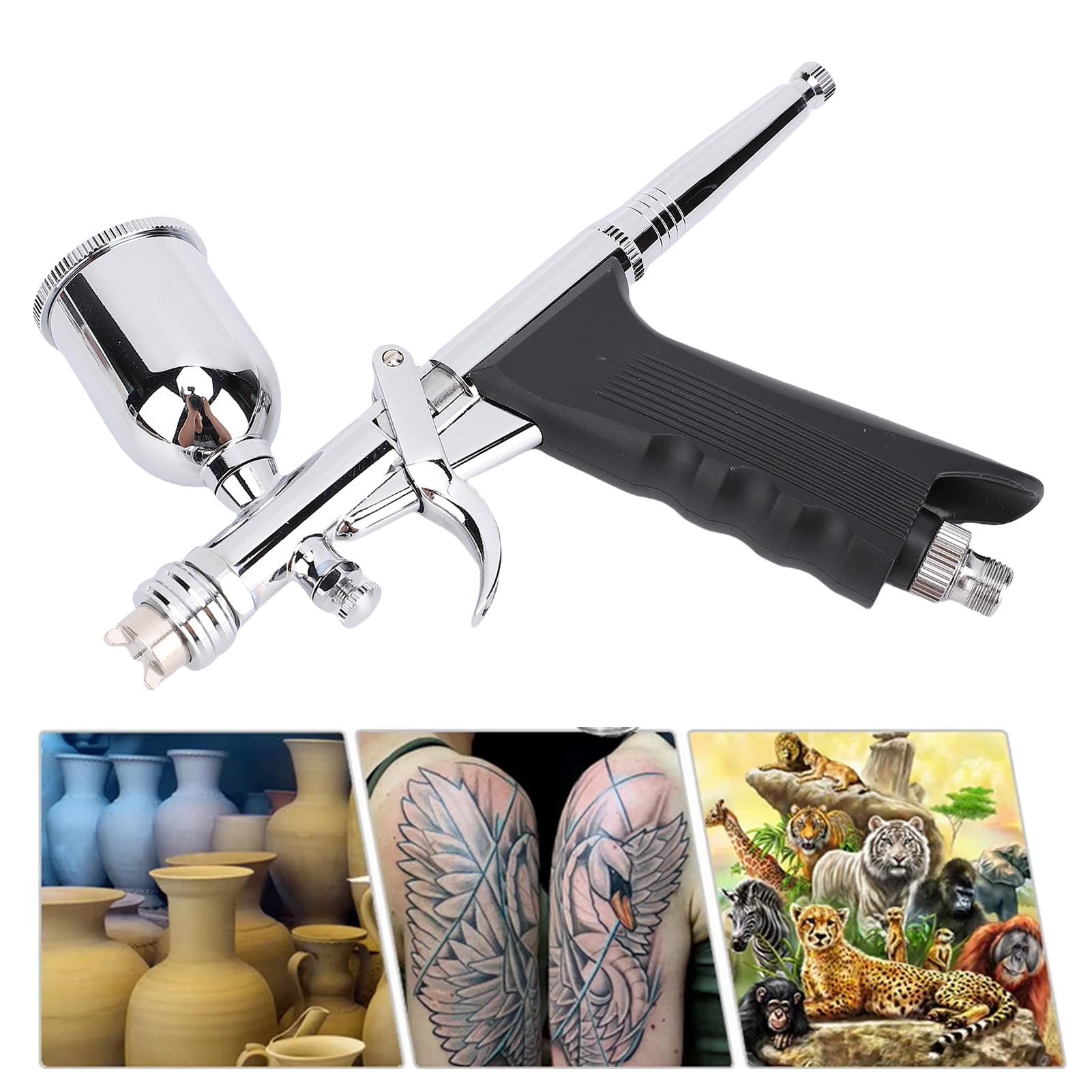 Airbrush-Set mit Doppelter Schwerkraftzufuhr und 0,3-mm-Düse Zum Malen von Künstlerbedarf, Flexibel und Einfach zu Bedienen, für Künstler und Anfänger, Aluminium und Kupfer