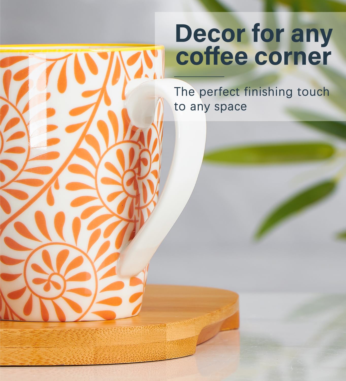 ONEMORE Coloful Zestaw 6 kubków do kawy 350 ml, bezpieczne w kuchence mikrofalowej, ceramiczne kubki z uchwytem, nadają się do zmywarki/piekarnika, trwałe, unikalne opcje na prezent, różne kolory