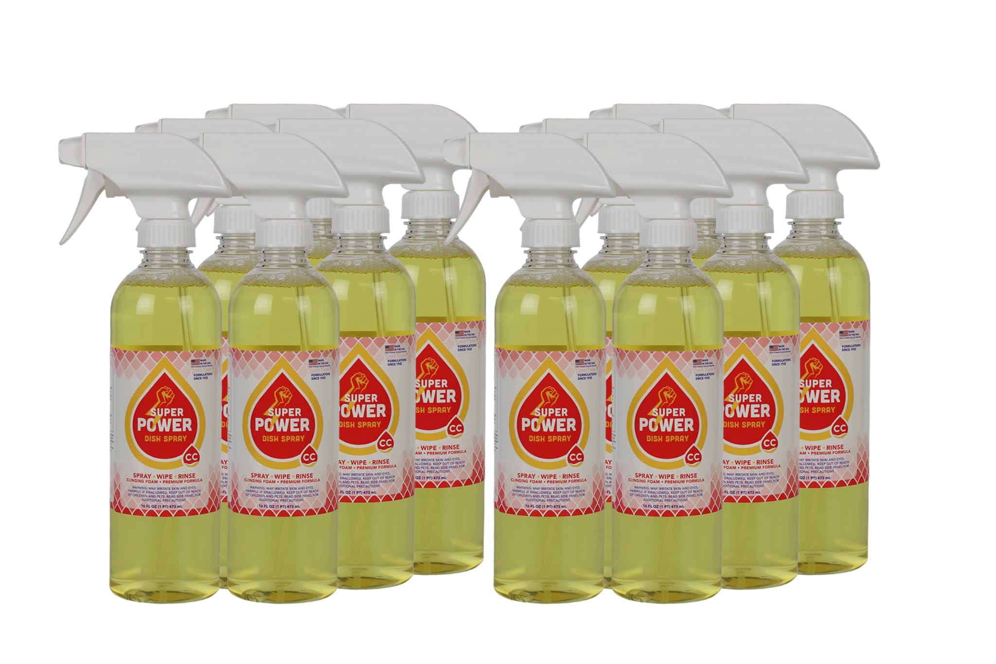 Super Power Dish Spray - Foaming Dish Spray Clinging Foam Tough on Grease Streak-Free Dish Soap - 16