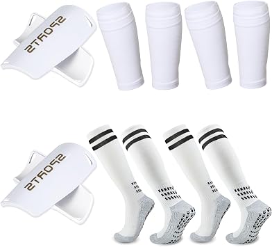 Soccer Shin Guards & Sleeves for Kids with Grip Socks, Protection Pads for Boys & Girls Football Games Gears