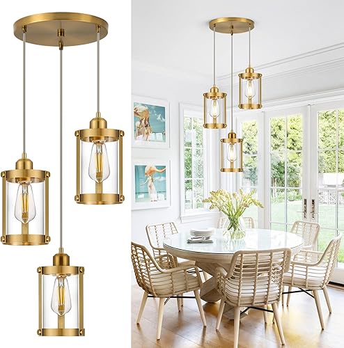 Miniatura 29 de Lámparas Colgantes de Estilo Granja, Lámpara Colgante de 1 Luz de Cristal Negro para Isla de Cocina, Iluminación Colgante Mini Rústica Industrial