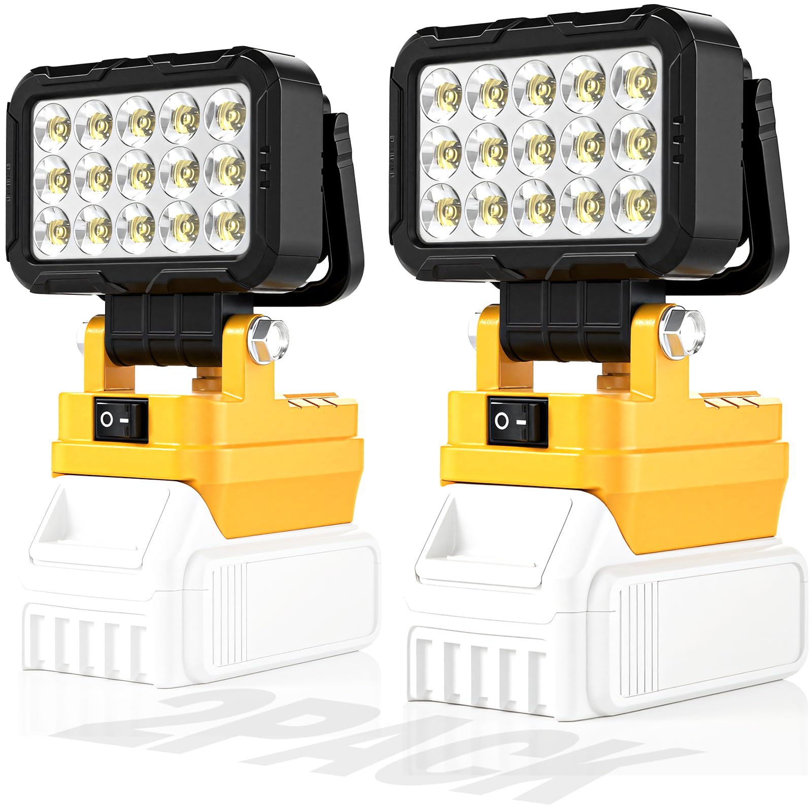 2 Pack LED Work Light Compatible with Dewalt 20V Max Battery, Cordless Jobsite Flood Light with Dual USB-A Charging Ports, Bright Portable Outdoor Flashlight (Battery Not Included)
