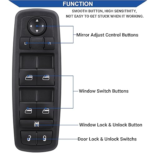 Miniatura 5 de Botón de control de interruptor de ventana eléctrica 8+13 pines lado del conductor compatible con Dodge Dart 2013-2016, Chrysler 200 2015-2016,