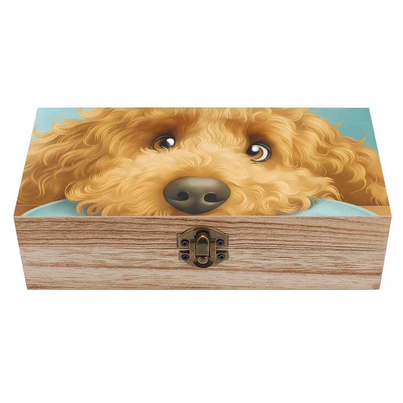 HLBSDM Lovely Dog And Cookie Retro Wooden Storage Box Jewelry Art Gift Boxs Decorative Keepsake Boxes