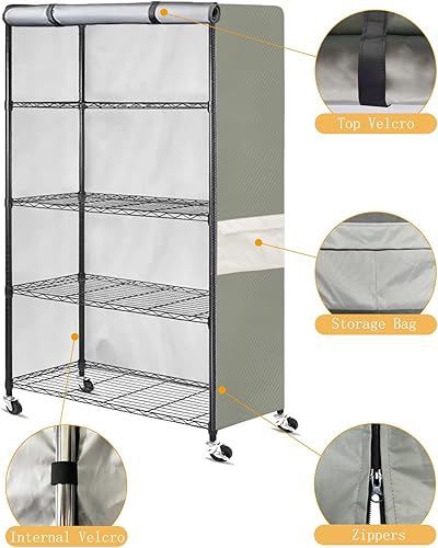 Miniatura 3 de Funda impermeable para estante de alambre resistente, protector de estantería de almacenamiento de garaje, ajuste universal de 36 x 18 x 72