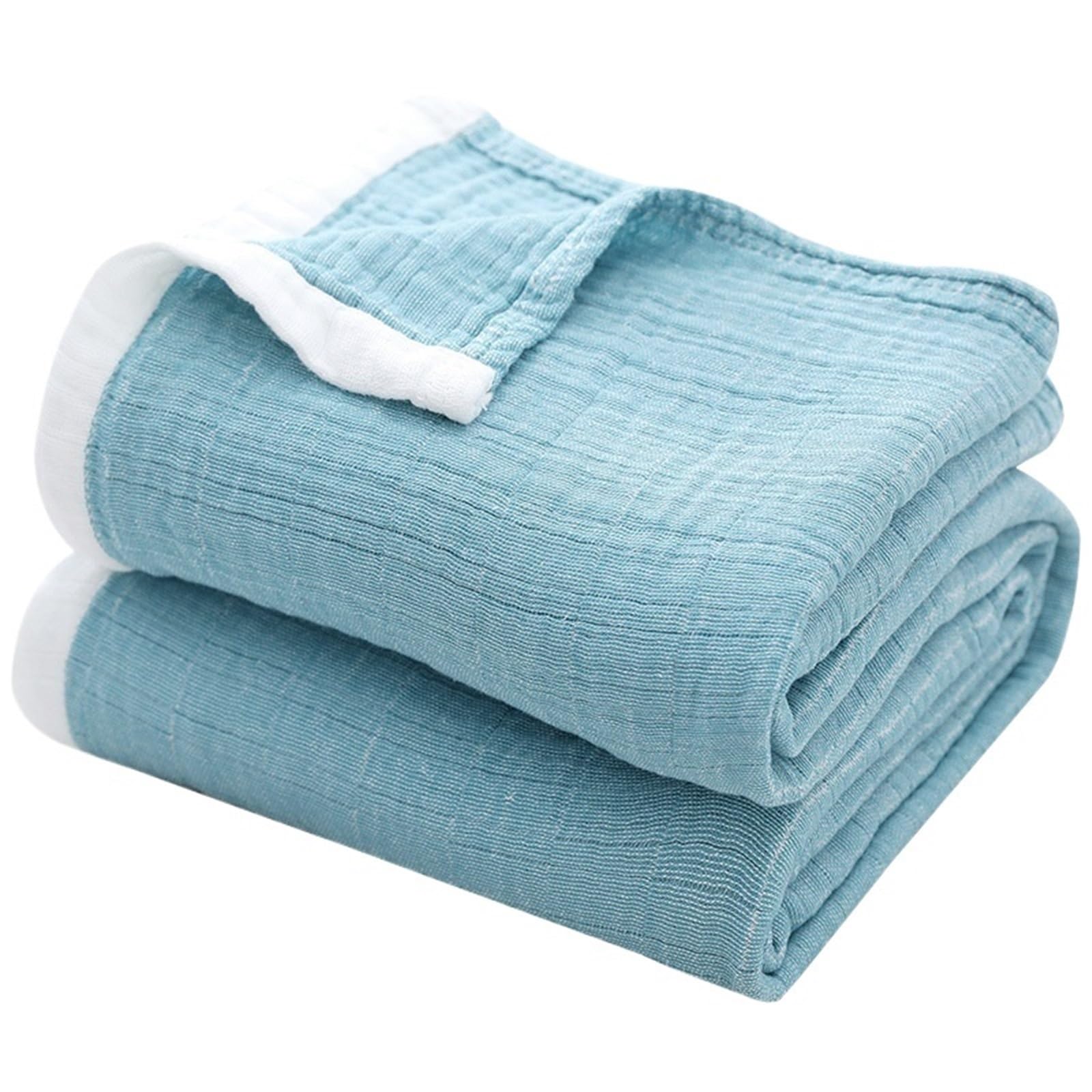 FIgpmwld Cotton Muslin 4-Layer Yarn Dyed Throw Blanket Multiple Sizes(Color7,130x150cm)