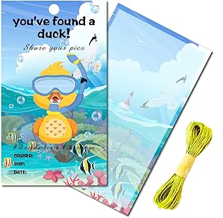 CREATCABIN 50Pcs You've Been Ducked Cards Duck Tags Duck Duck Ducking Game Card DIY Blue Duck Card with Hole and Twine for Jeeps Car Decor 3.5 x 2 Inch-You've Found A Duck（Ocean