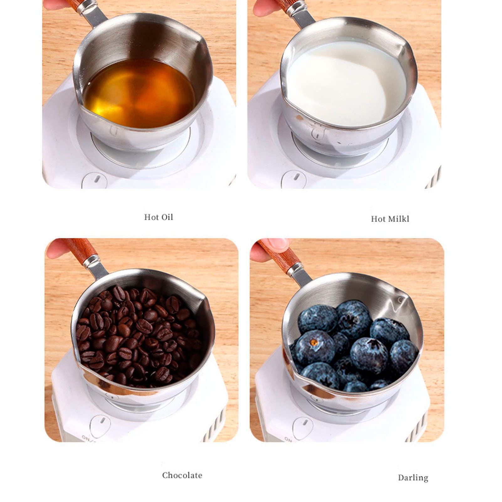 Leapiture Sauce Pot Small Pasta Pot Milk Butter Coffee Warmer 304 Stainless Steel Mini Butter Melting Pot With 2 Pour Spouts for Heating Milk Melting Butter (120ML)