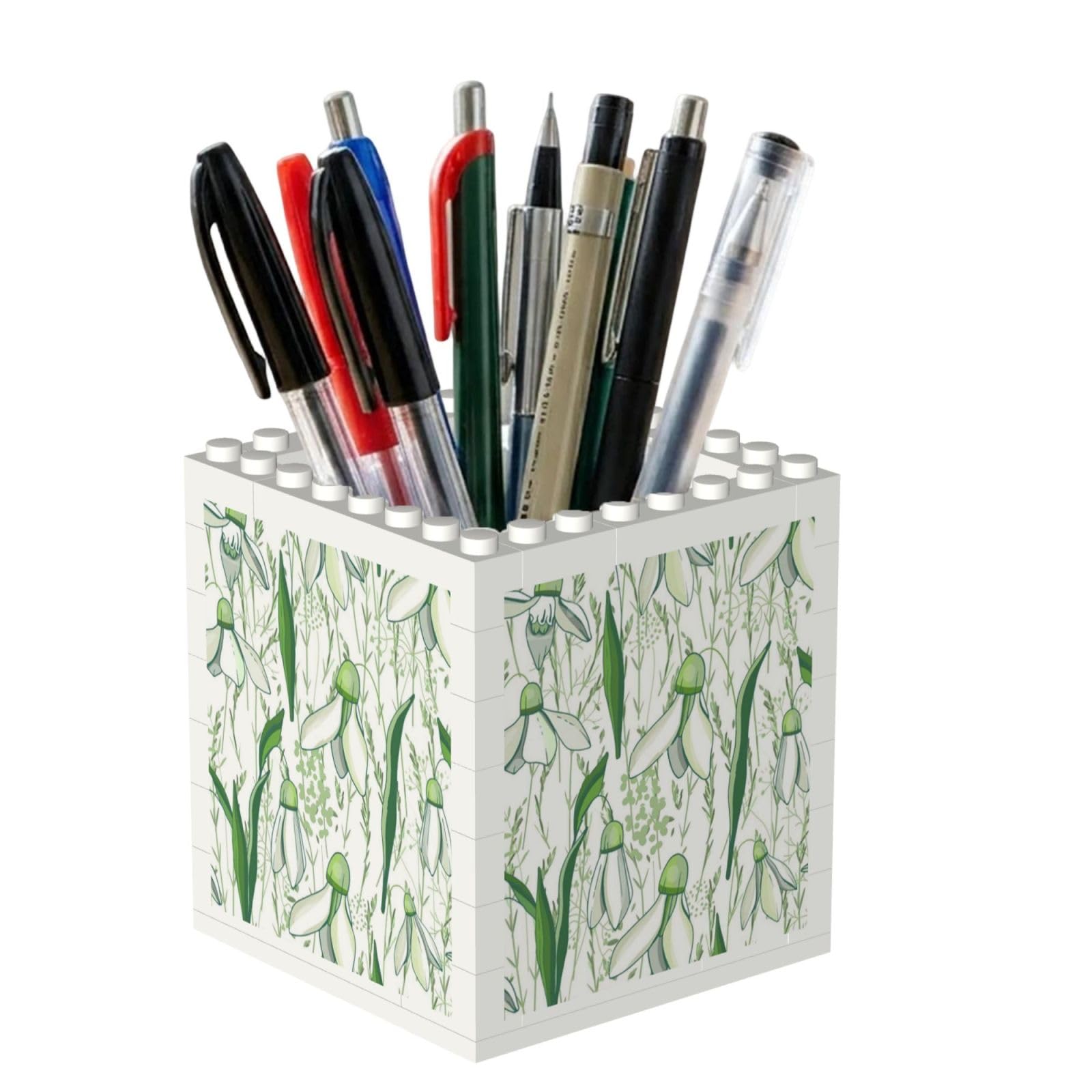 Poadnly Cute Snowdrop Herbs, Pen Pot Pencil Holder for Office Home School, Compact Desk Organiser for Office Stationery