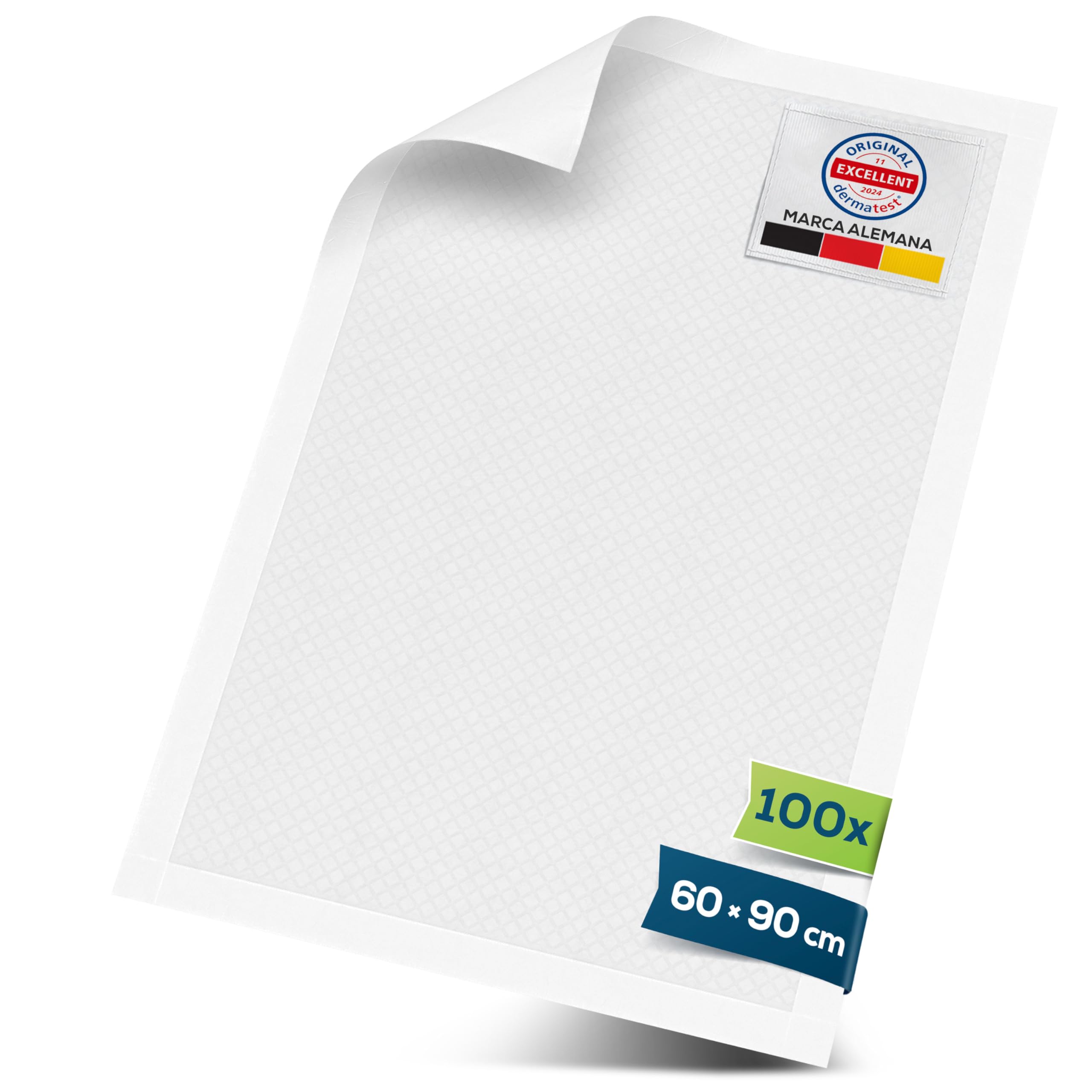 Sensalou Empapadores Desechables 60x90 cm – 100 Unidades – Protectores Impermeables y Absorbentes para Incontinencia, Bebés, Adultos Mayores, Animales, Hospital, Protección Sanitaria y Cambio Diario