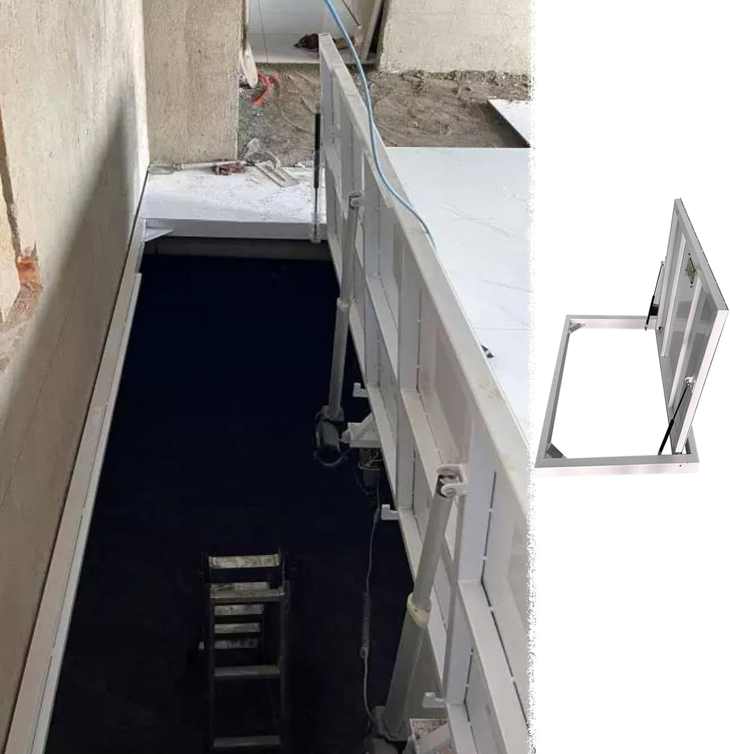 Extra Large Seamless Cellars Exit Covers, Heavy Duty Concealed Service Doors for Vinyl Flooring/Tiles, Steel Customizable Crawl Space Door(W28xL50in)