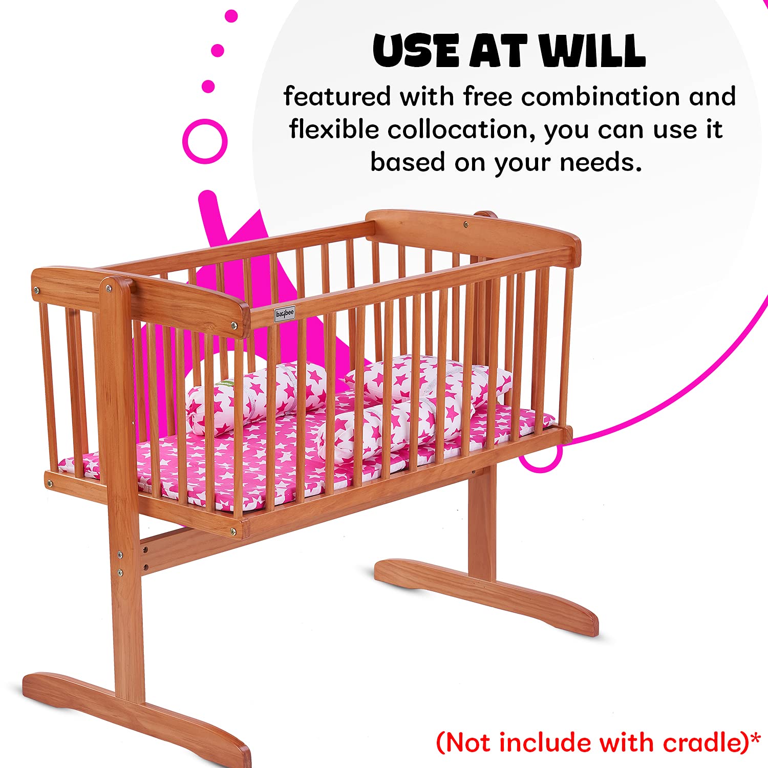 BAYBEE Foldable Baby Crib Cot Mattress Pad with Double Sides | Portable Baby Jhula Mattress Pad, Playard (Mattress Pink) - Image 4 thumbnail