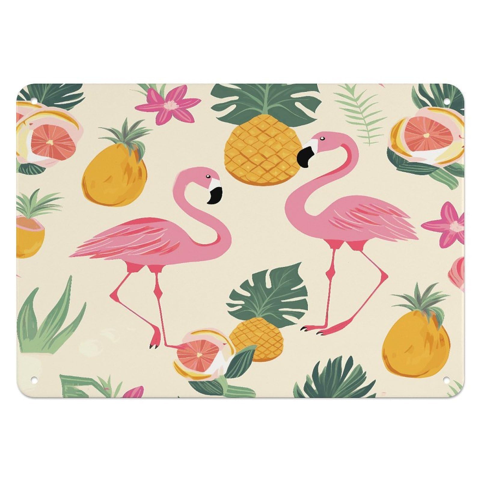 Fodpand Style Flamingos And Pineapples Retro Vintage Metal Tin Sign,Wall Art Decor Garden Plaque Poster For Bedrooms Yard Bars Pubs Patios Porches 7.9X5.5 Inch