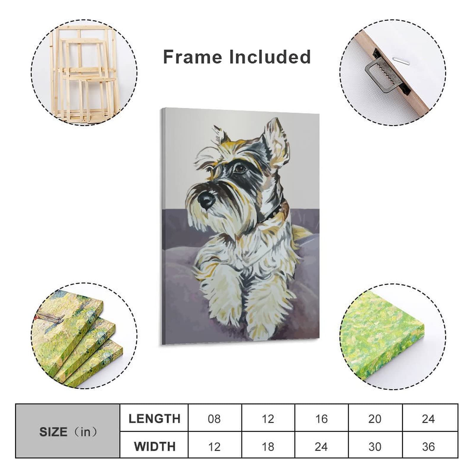 Amazon.co.jp: キャンバス絵画 アートパネル ミニチュア シュナウザー 